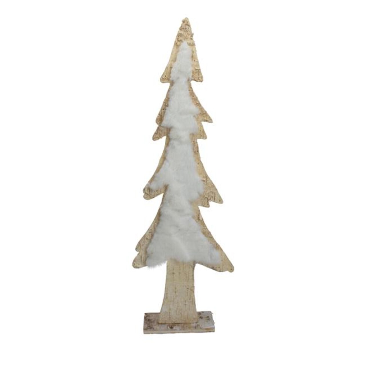 NorthLight 34300511 14.5 in. Wooden Tree Christmas Tabletop Decor, Brown &#x26; White